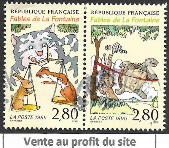 France 1995 Y&T 2962 et 2963 oblitérés - Fables de La Fontaine 