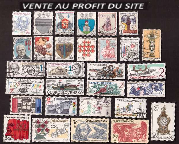 AU PROFIT DU SITE Tchécoslovaquie lot de 30 timbres oblitérés tous différents