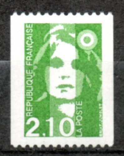 France neuf Yvert N°2627a Marianne Briat  2,10 vert roulette N°290 rouge 1990 