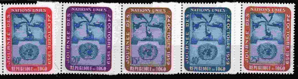 Togo Yvert N°295 à 299 Neuf 1959 Journée Nations Unies