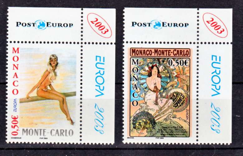 MONACO 2393 à 2394 Europa 2003 vignette europa 2003 neufs ** luxe MNH prix de la poste 1