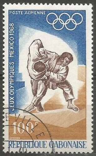 Gabon - 1968 - Y&T Poste Aérienne n° 74 - Obli. - Judo - Jeux Olympiques de Mexico