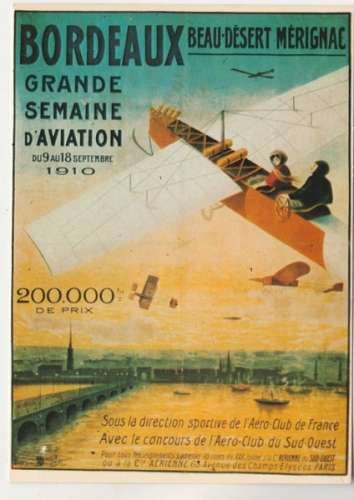 cpm 33 Reproduction d'affiche Semaine d'Aviation Bordeaux 1910