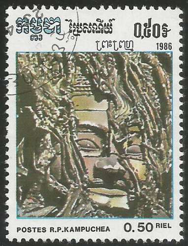Kampuchéa - 1986 - Y&T n° 654 - Obli. - Tête de Bouddha - Art khmer