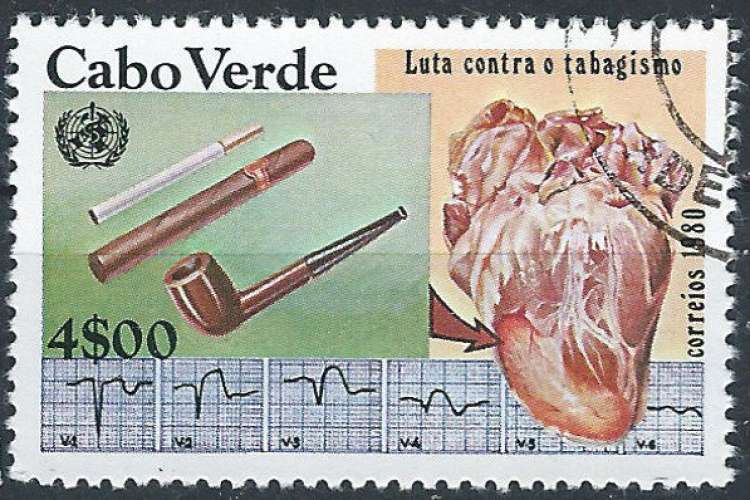 Cap-Vert - 1980 - Y & T n° 423 - Journée mondiale de la santé - Campagne antitabac - O. (2