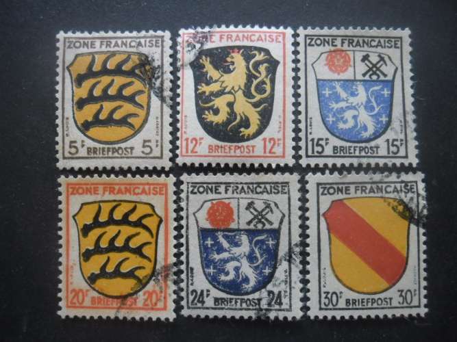 ZONE FRANCAISE 6 timbres différents oblitérés