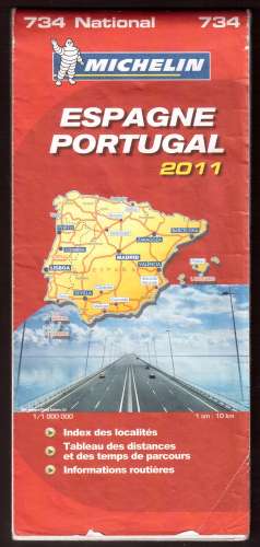 Carte routière 2011 Espagne-Portugal  1/1 000 000 Michelin 734 National