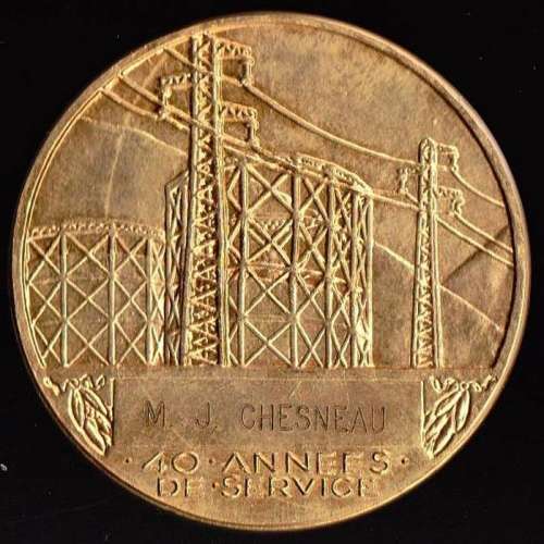 France Médaille en bronze doré 40 ans Électricité de France et Gaz de France