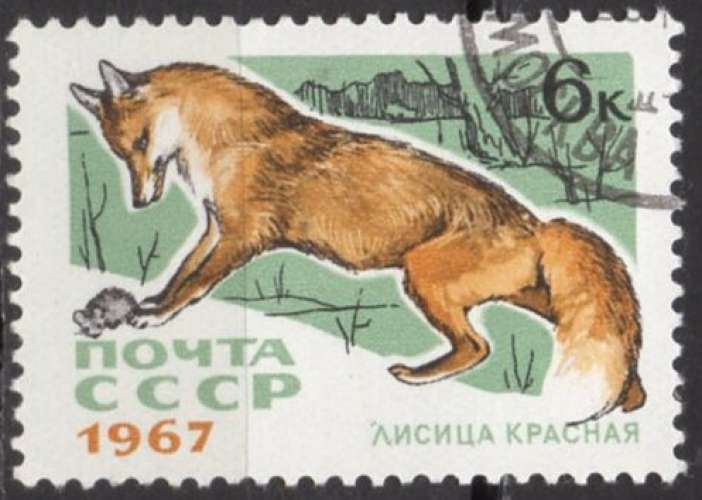 162N - Y&T n° 3267 - oblitéré - Renard roux - 1967 - Russie