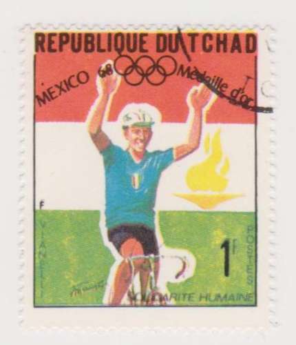 Au profit du site - Tchad 1969 Médaille d'or aux J.O. de Mexico - Vianelli (cyclisme) Y&T 197 (o)