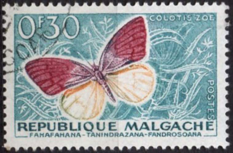 1931N - Y&T n° 341 - oblitéré - Papillon colotis zoé - 1960 - Madagascar