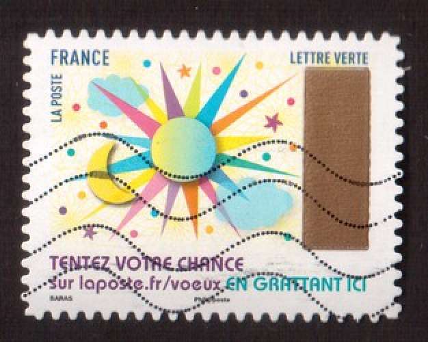 2017 Y&T (o)  astres lune soleil du carnet timbre à gratter non gratté