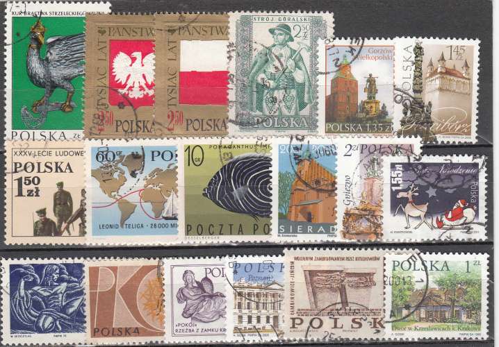 Pologne   petit lot de 18 timbres oblitérés