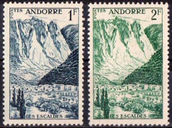 Au profit du site - Andorre (F) 1955 Les Escaldes - Y&T 139-139 neufs avec trace de charnière