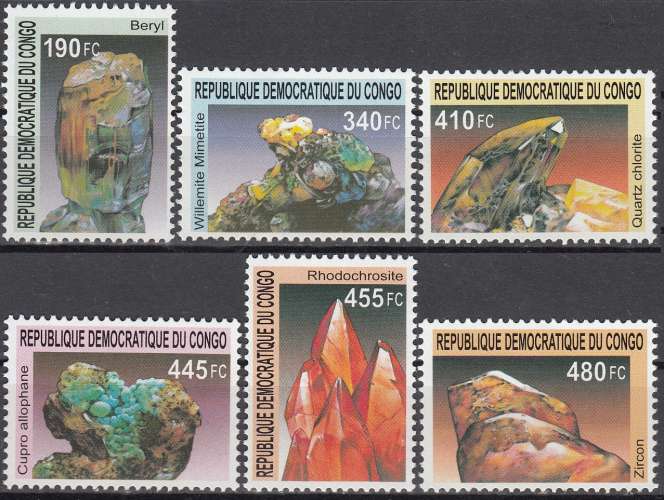 RDC 2002 COB 2115 - 2120 Neuf ** Cote (2016) 27.50 Euro Minéraux