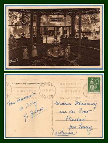 Paix N° 280 seul / CP Vichy Source Grande Grille 1937