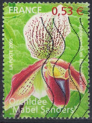 France 2005 Oblitéré Used Fleurs Paphiopedilum Orchidée Mabel Sanders Y&T 3763 SU