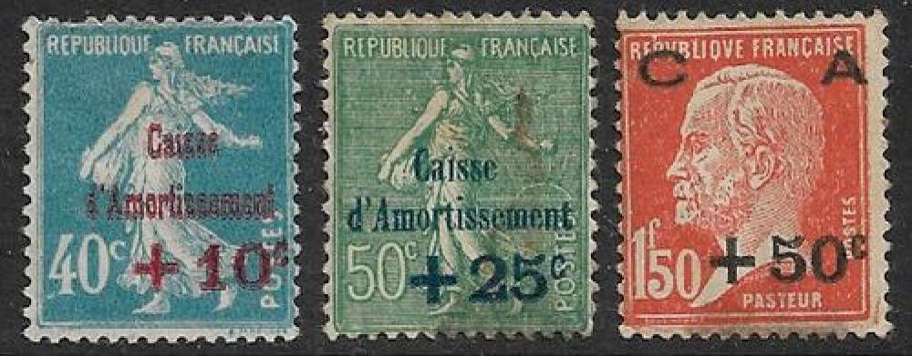 FRANCE 1927 Y&T 246 , 247 et 248 neufs 2eme choix - Caisse d'amortissement 