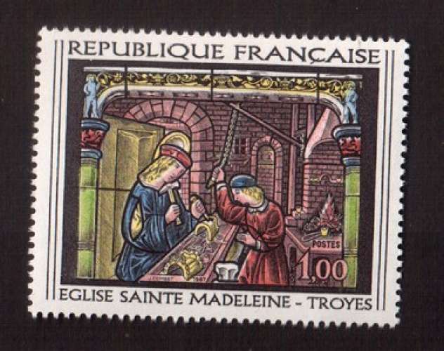 France 1967 Y&T 1531 **  vitrail de l'église Ste Madeleine de Troyes ( Aube ) 1 F