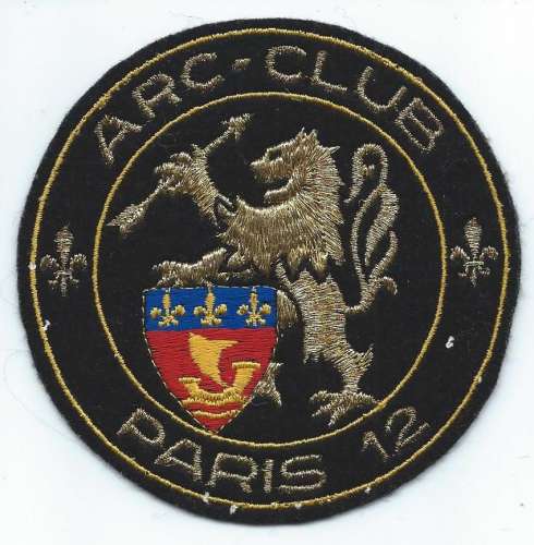 Ecusson brodé à coudre - Tir à l'Arc Compagnie Paris 12 - Diamètre 10,2 cm