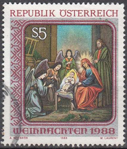 Österreich 1988 Michel 1943 O Cote (2009) 0.60 Euro Noël La Sainte Famille Cachet rond