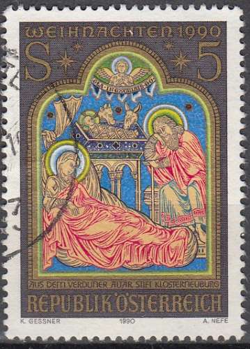 Österreich 1990 Michel 2012 O Cote (2009) 0.50 Euro Noël La naissance de Jésus Cachet rond