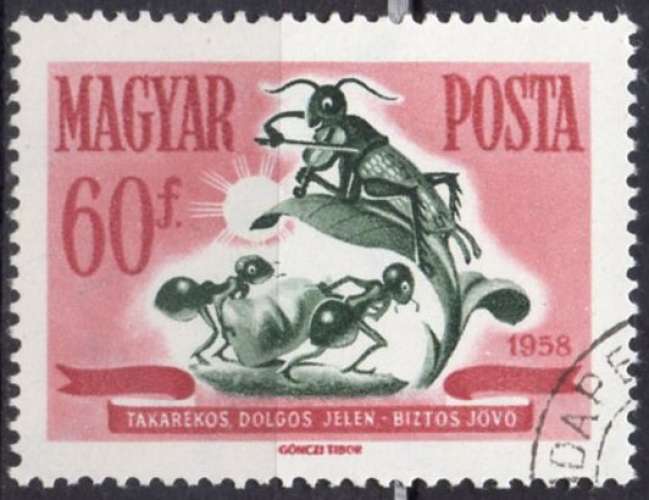 3036N - Y&T n° 1240 - oblitéré - La cigale et la fourmi - 1958 - Hongrie