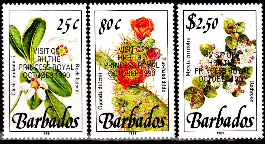 Barbades 797 / 99 Fleurs surchargés Visite Princesse