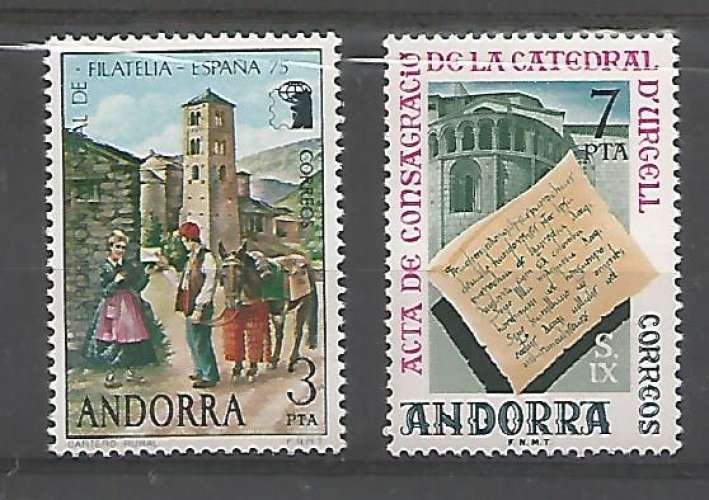 Andorre Espagnol - 1975 - Espagne 75 Cathédrales - Tp n° 88 et 91  - Neuf **