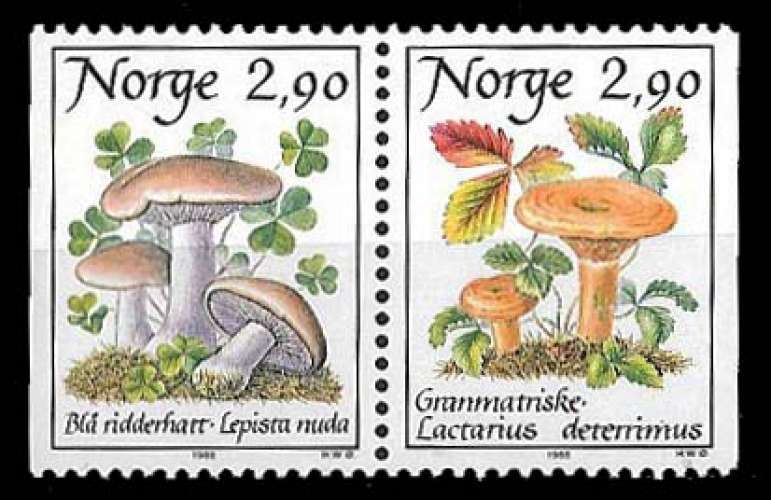 Norvège - Y&T 946 et 947 ** - Champignons paire se tenant - année 1988