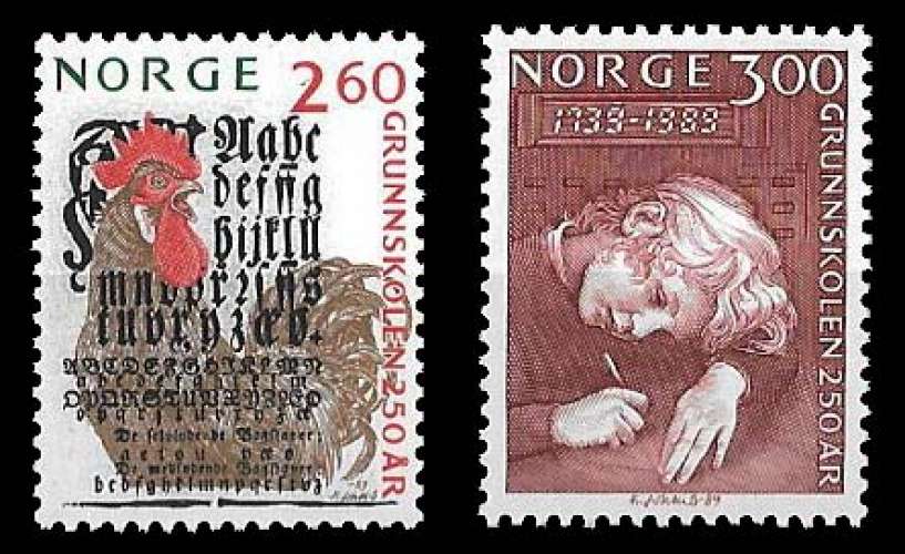 Norvège - Y&T 978 et 979 ** Education école primaire - année 1989