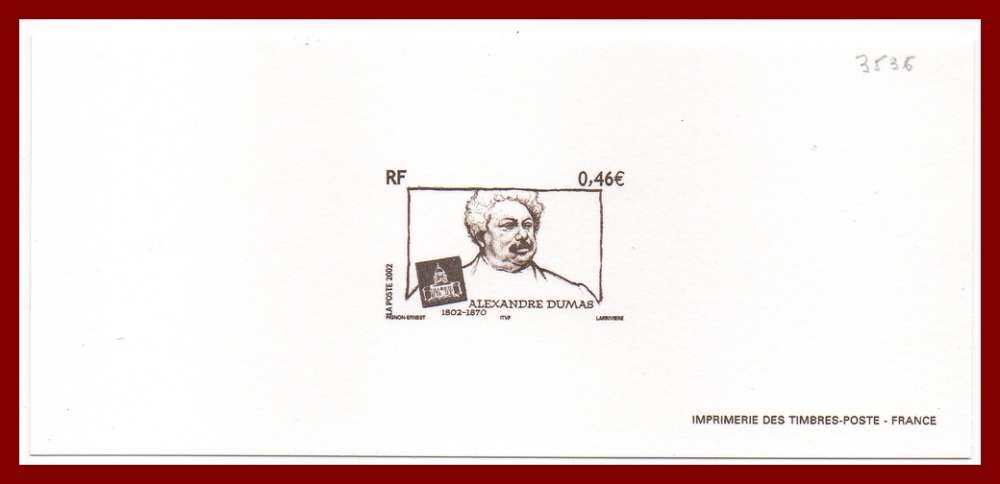 Gravure N° 3536 Alexandre Dumas 2002 écrivain
