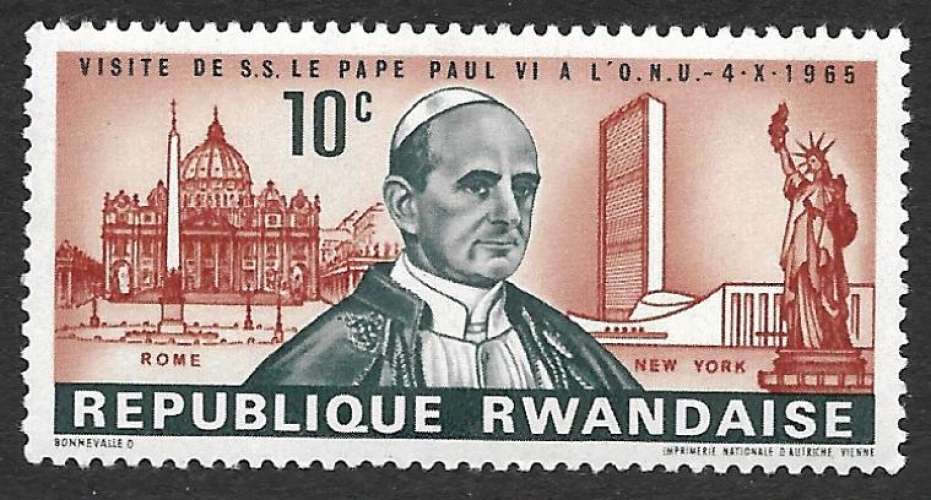 Rwanda 1966 Y&T 144 neuf sans charnière - Paul VI (scan dos) 