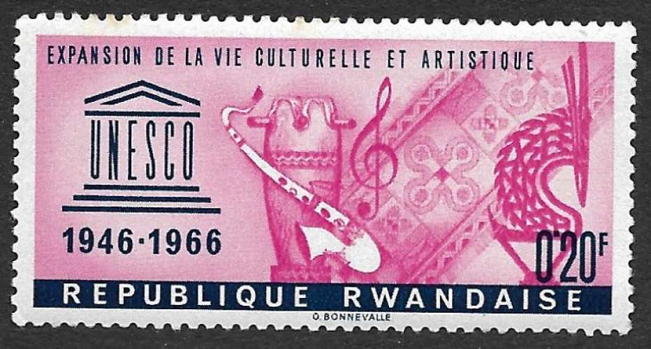 Rwanda 1966 Y&T 183 neuf sans charnière - 20è anniversaire de l'Unesco (scan dos) 