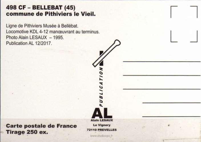 AL 498 - Loco KDL 4-12 au terminus de Bellebat - PITHIVIERS LE VIEIL - Loiret - MPT