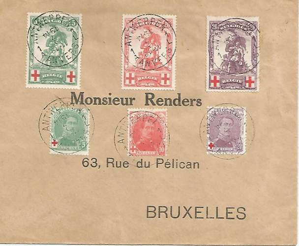 Belgique - 1914 - Croix Rouge - Tp n° 126 / 31 - Oblitéré sur pli