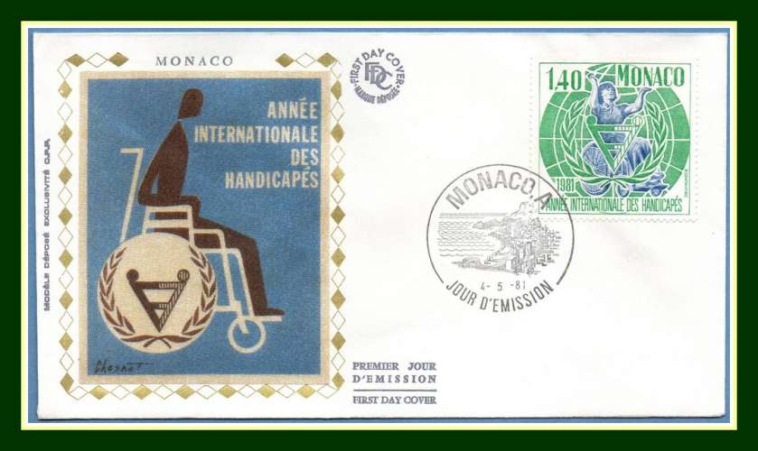 Monaco FDC soie N° 1276 Année internationale des Handicapés 1981 