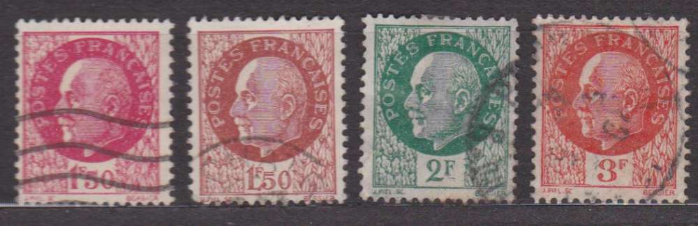 France 1941-1942 YT 516/517/518/521 Obl Petain de Bersier