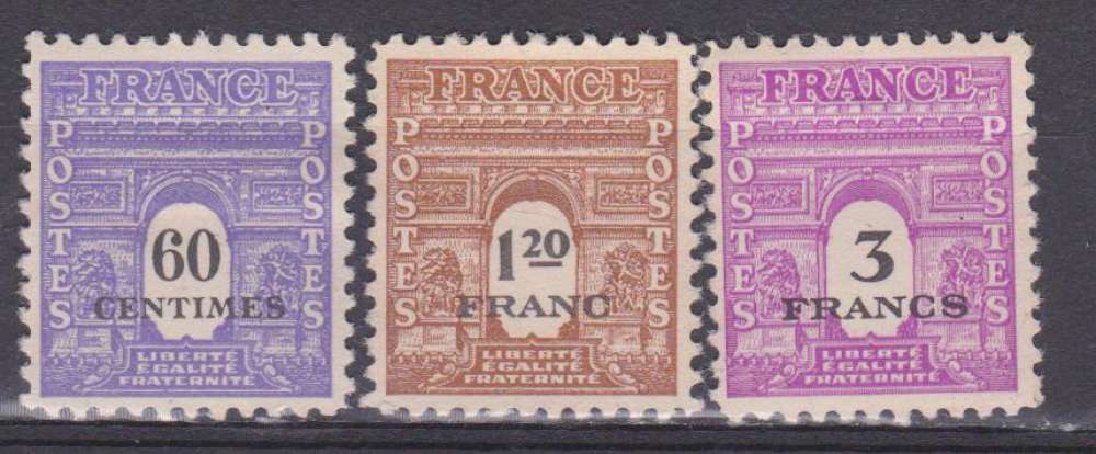 France 1945 YT 705/707/711 NTC Arc de triomphe