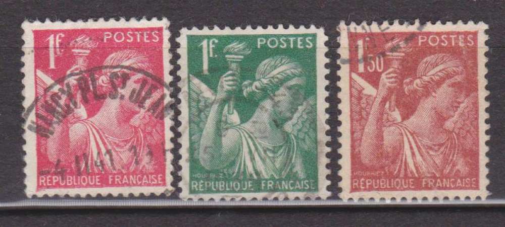 France 1939-1944 YT 432-433-652 Obl Iris