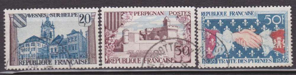 France 1959 YT 1221-1223 Obl 300 ans du traité des Pyrénées