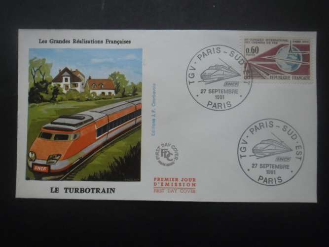 FRANCE FDCTurbotrain 27-09-1981 Paris