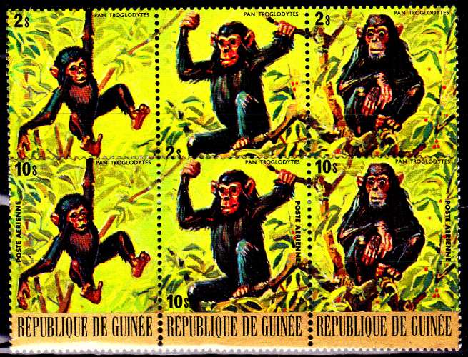 Guinée 607 / 09 + Pa 125 / 27 ( Hors série ) Faune à protéger / Tous les singes