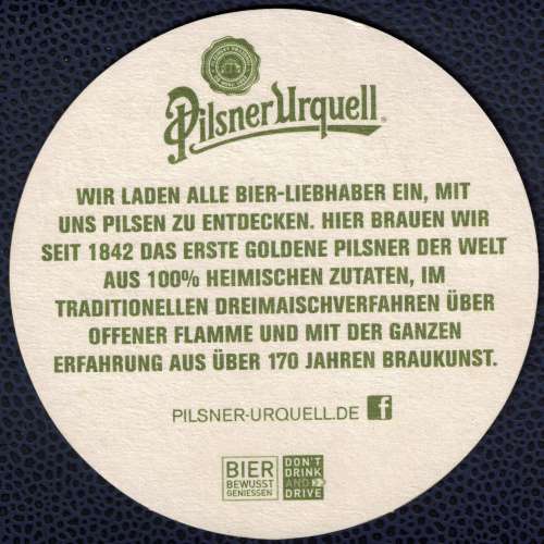 Allemagne SB Sous Bock Beermat Bière Coaster Pilsner Urquell