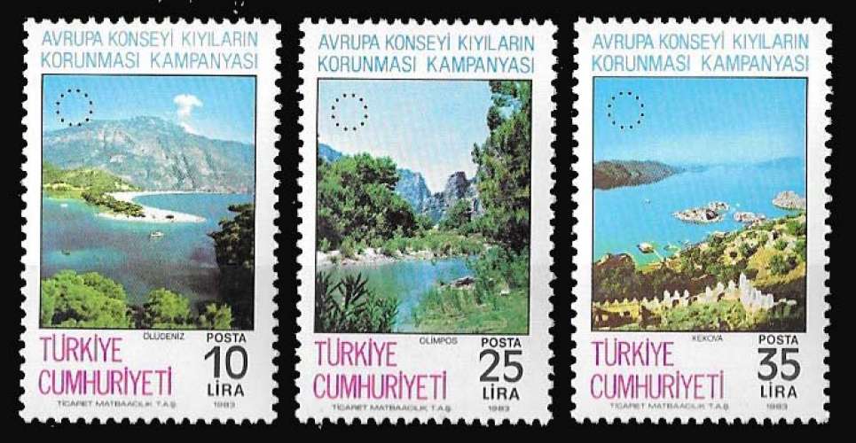 Turquie - Y&T 2398 à 2340 neufs ** - conseil de l'Europe, protection des côtes - année 1983