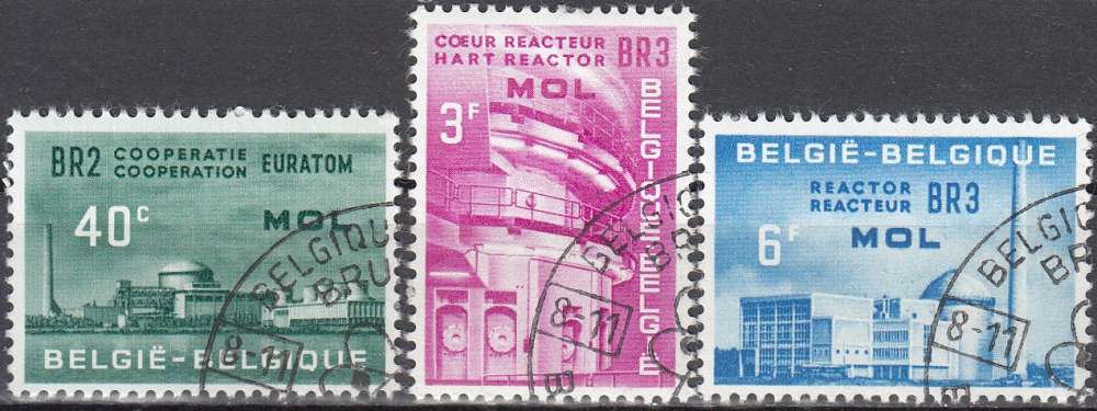 Belgique 1961 Michel 1255 - 1257 O Cote (2008) 0.90 Euro Euratom Mol Cachet rond