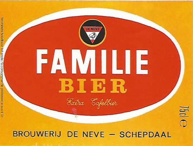 Belgique  - FAMILIE Bier Extra Tafelbier - 75 cl - Br De Neve - Etiquette Neuve 