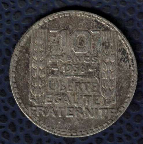 France 1938 Pièce de Monnaie Coin 10 Francs Turin SU