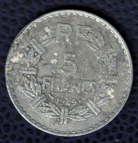 France 1949 Pièce de Monnaie Coin Aluminium 5 Francs Lavrillier SU 