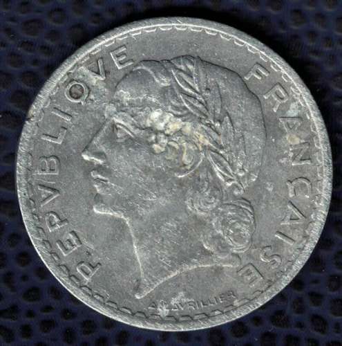 France 1949 Pièce de Monnaie Coin Aluminium 5 Francs Lavrillier SU 